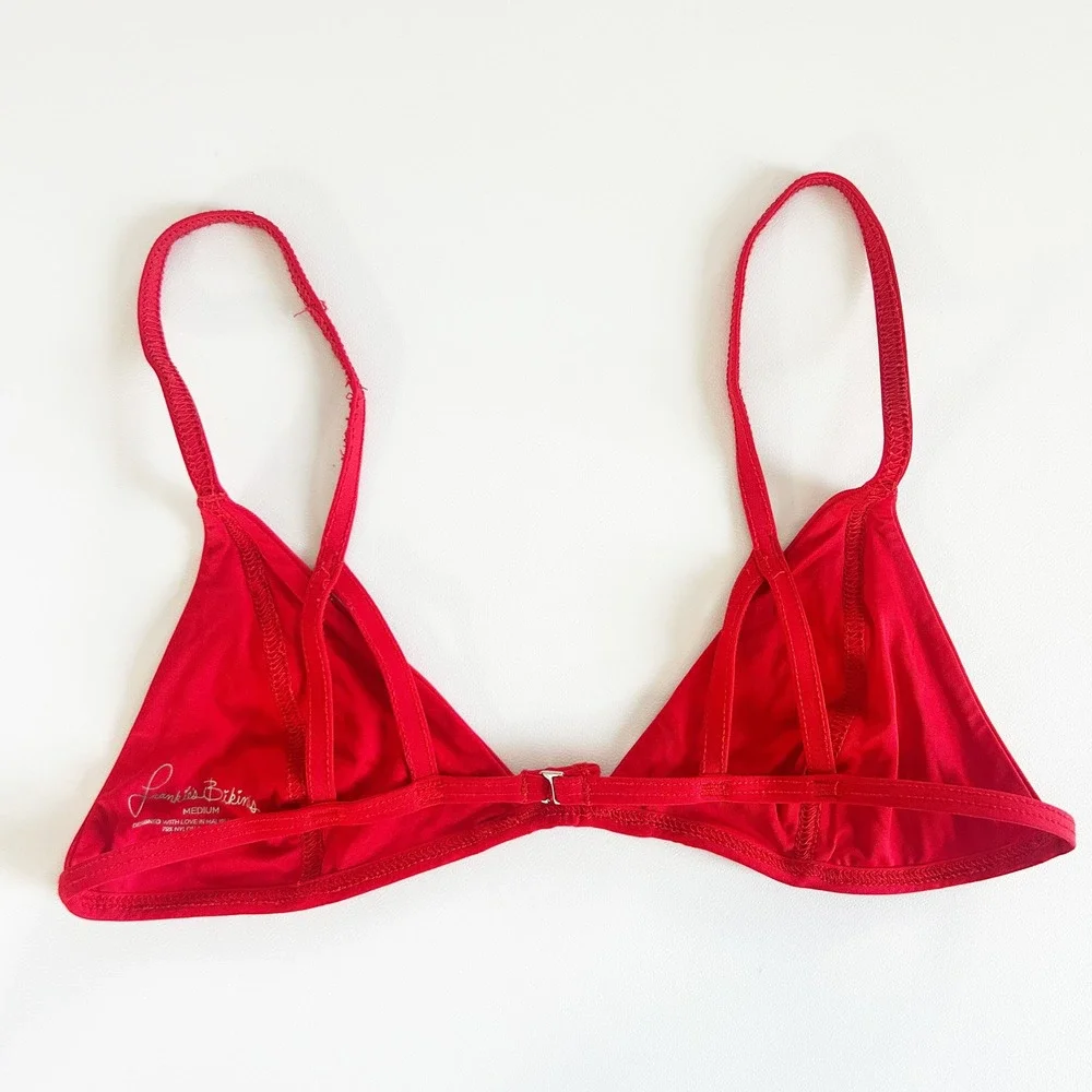 Frankie's Bikinis Womens Valentina True Red Triangle Summer Bikini Top Size M